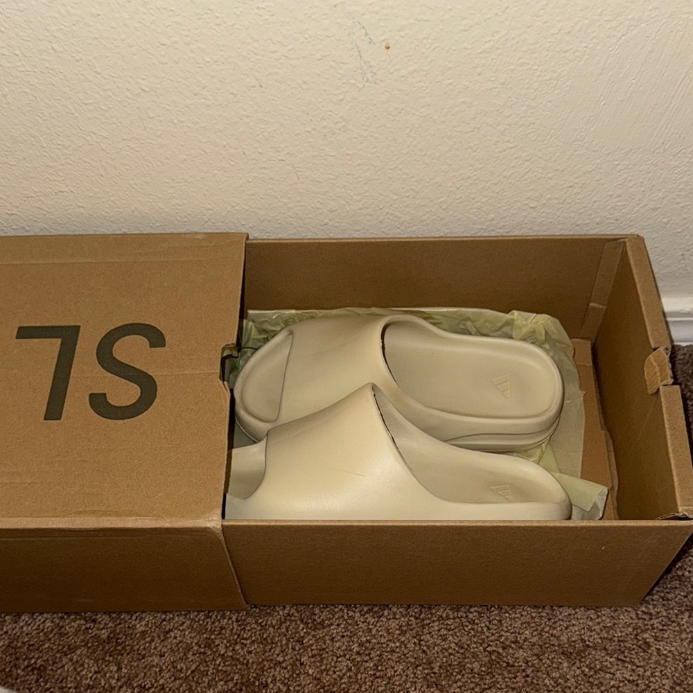 Tan Yeezy slides